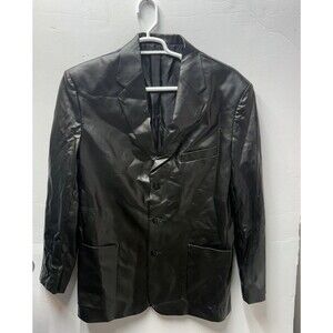 Men's Mazzoni Black PVC Faux Leather Blazer Jacket - Size 44L